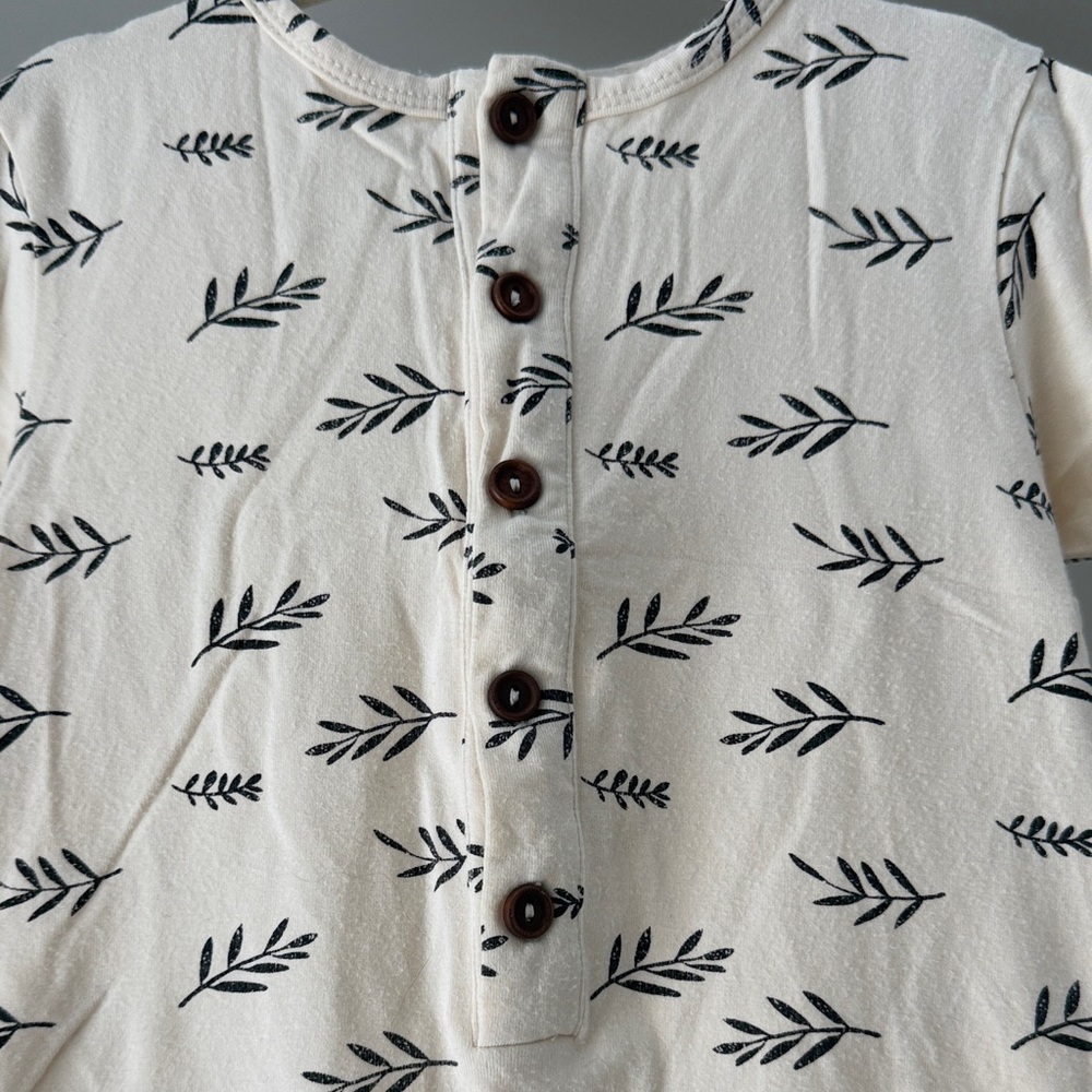 Jax + Lennon Cream Leaf-Print Kids One-Piece - Picture 5 of 8